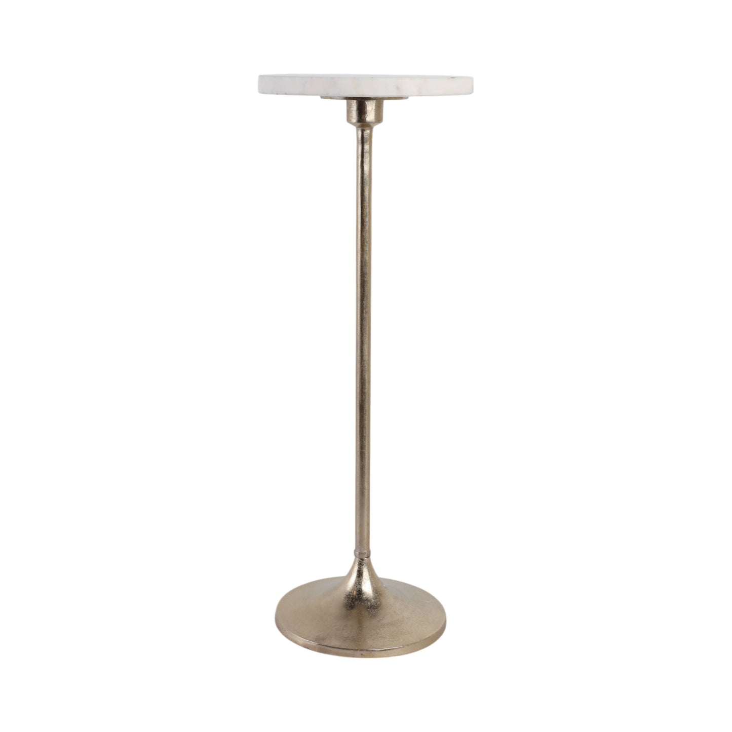 27X10" Marble Top Drink Table, White/Gold, Novelty, 27"H,