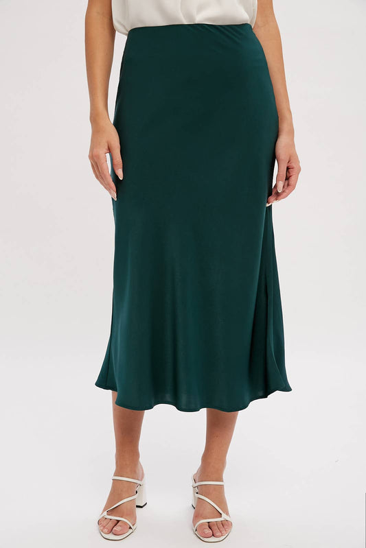 SATIN MIDI SKIRT