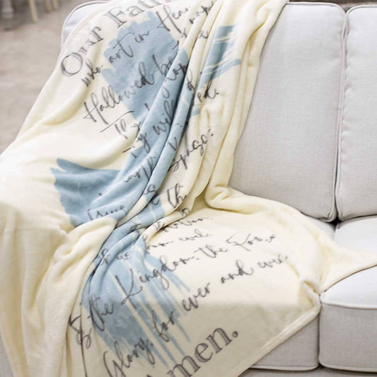 Lord's Prayer Throw Soft White/Ice/Gray 50x60