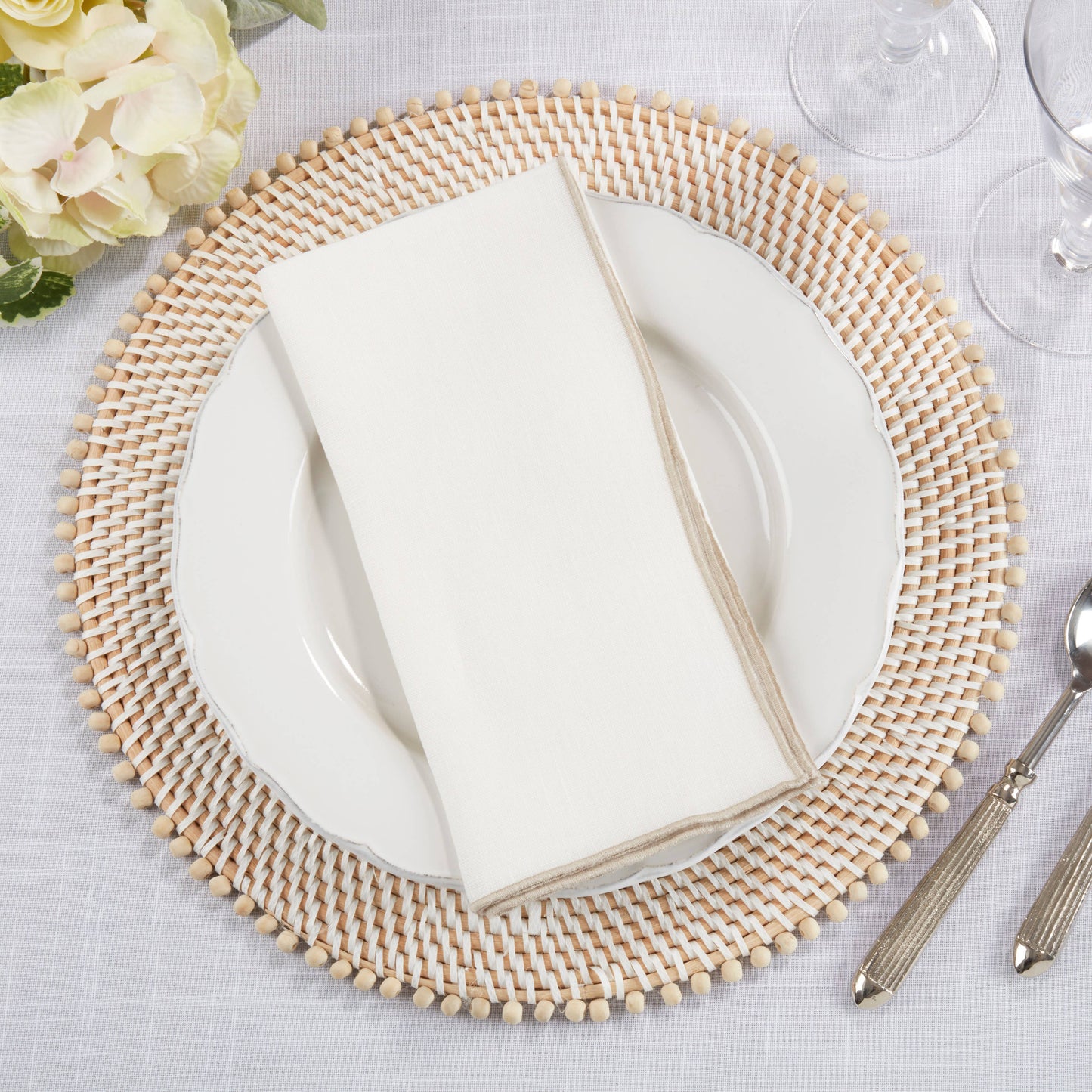 Linen Stonewashed Stitched Border Napkin