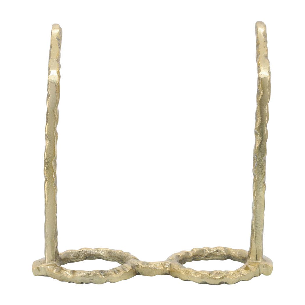 Gold 7 in. Metal Abstract Round Glasses Sculpture