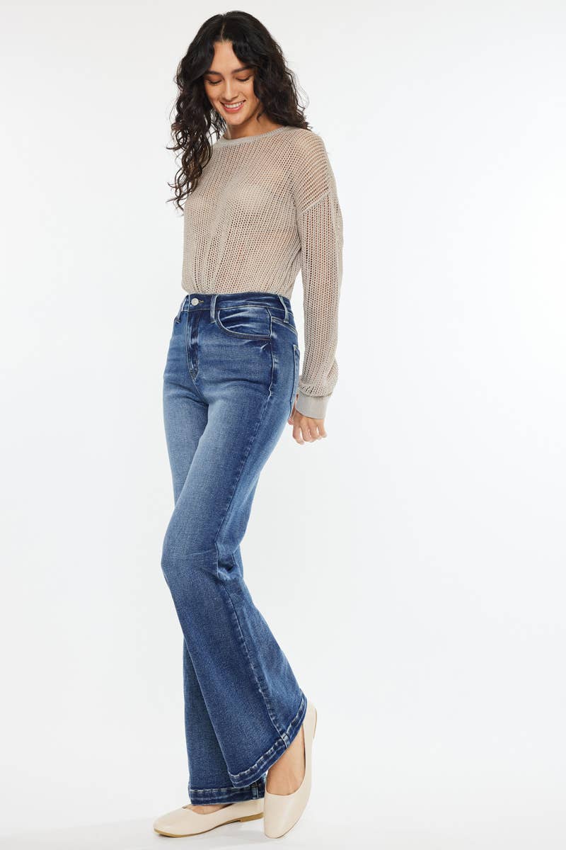 OPEN PACK HIGH RISE WIDE LEG FLARE JEANS-KC20024D