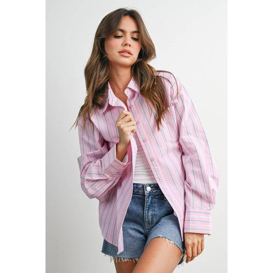 Striped Long-Sleeve Button-Up Shirt