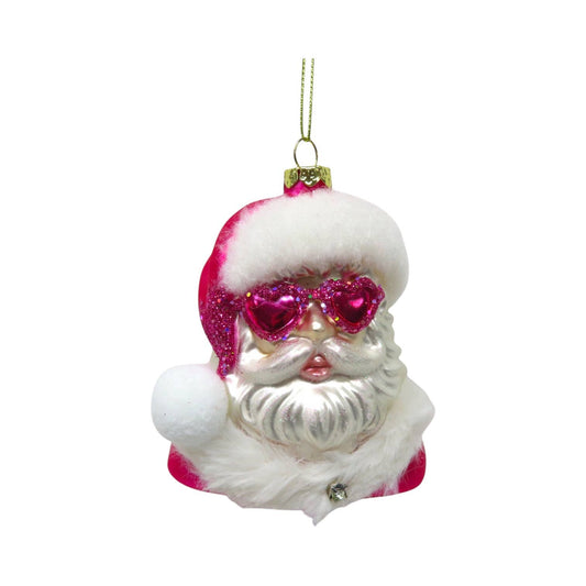 Pink Santa w/Glasses Orn