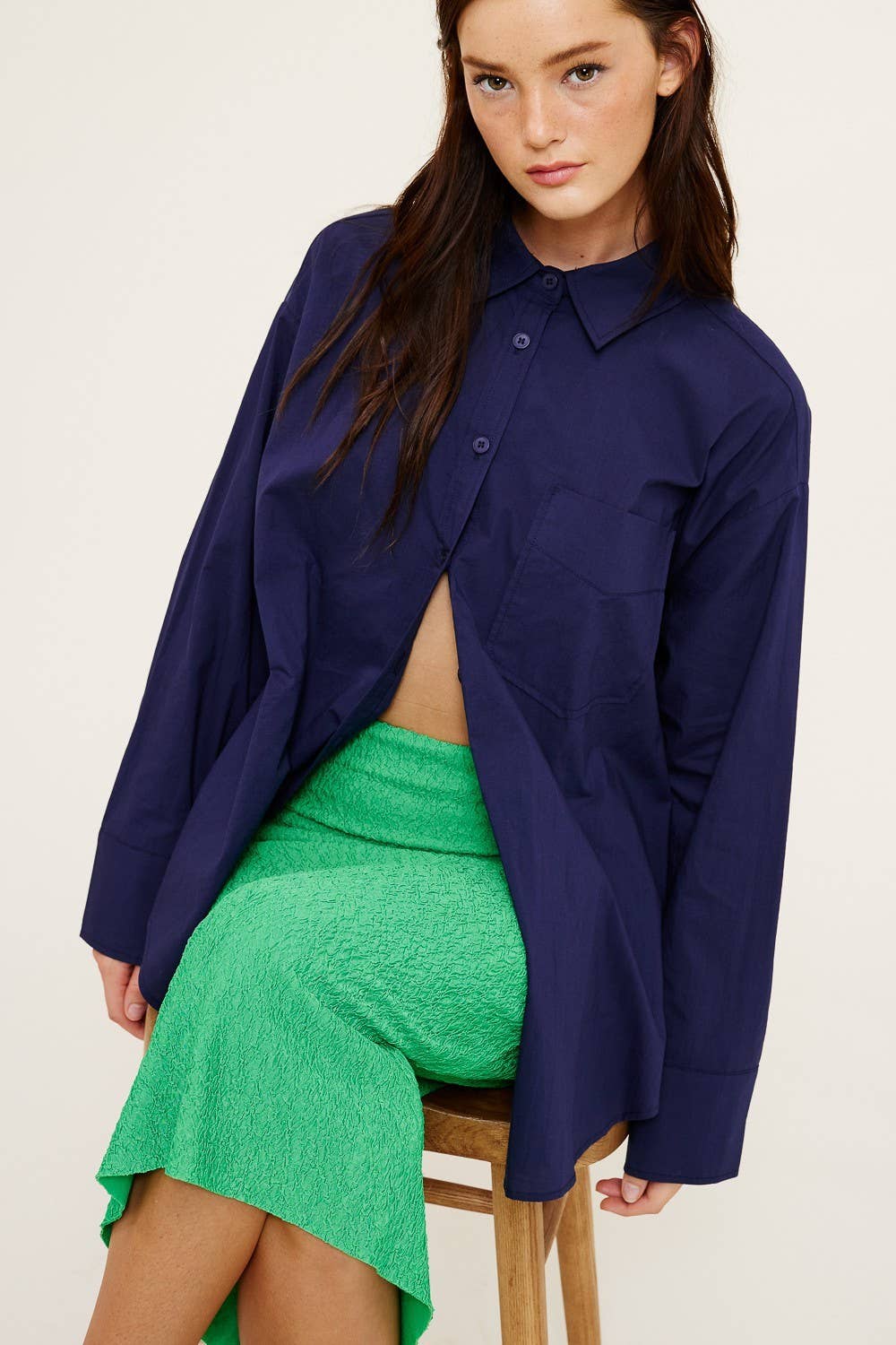 Oversized Cotton Button-Down Shirt