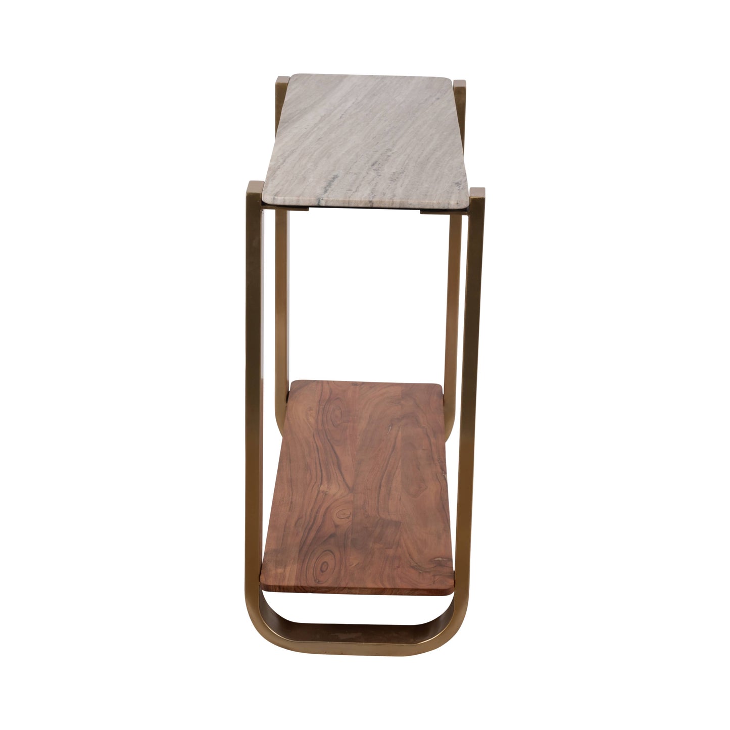 31 in. Gold Iron & Marble Top Console Table