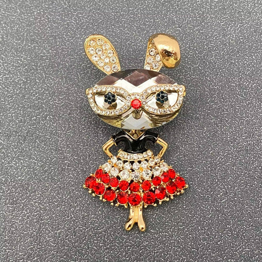 Creative Cartoon Rhinestone Rabbit Brooch