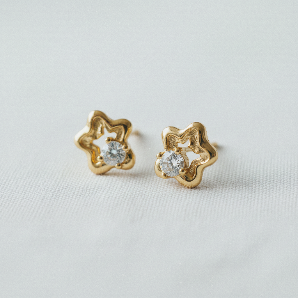 Vintage Inspired Filigree Zircon Star Stud Earrings