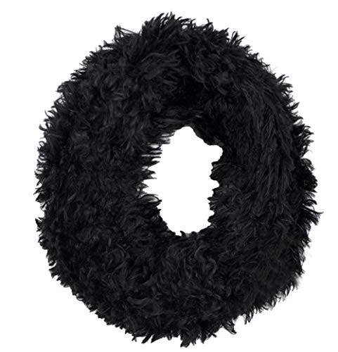 Black Shaggy Faux FurTwistd Tube Scarf