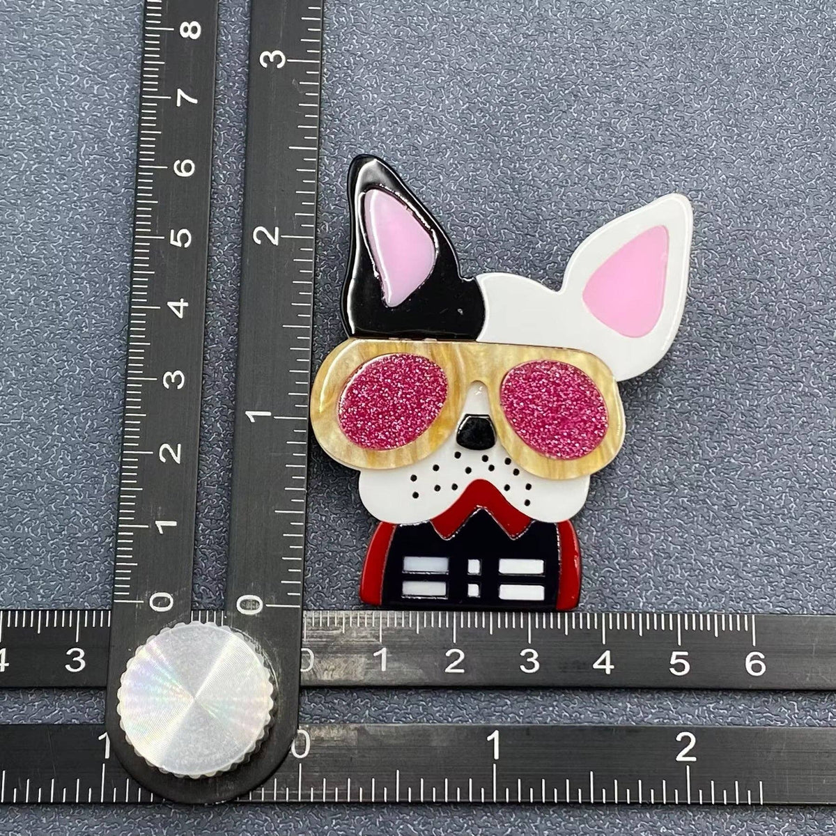 Dog with Glasses Acrylic Brooch