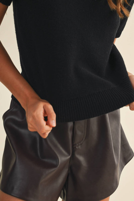 SHORT SLEEVE CREW NECK SWEATER