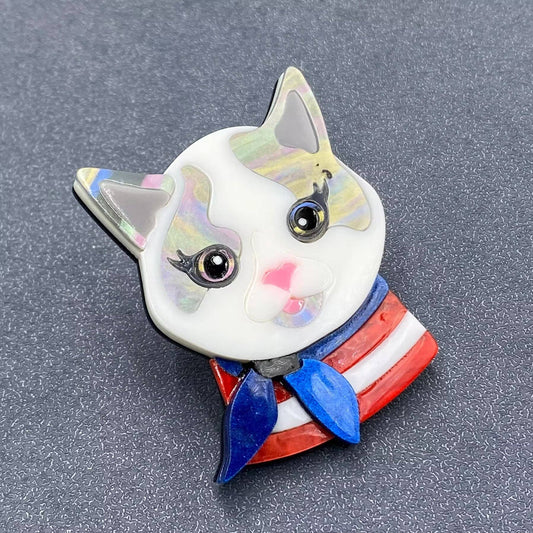Cat with Scarf Acrylic Brooch