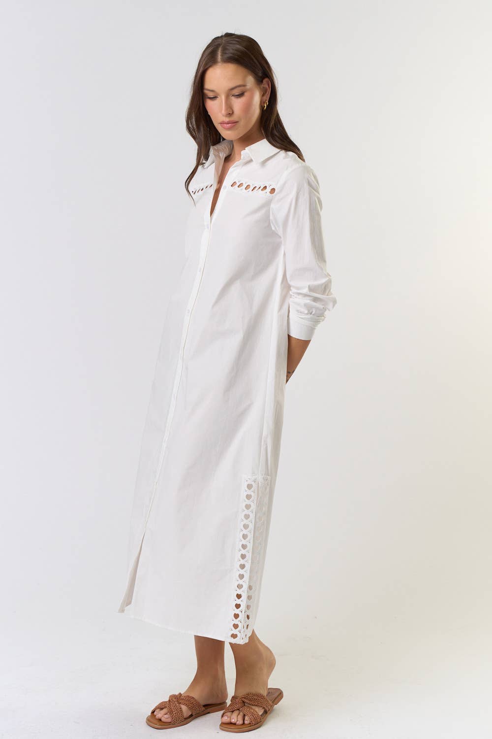 ILD5119 COLLARED BUTTON DOWN MIDI DRESS