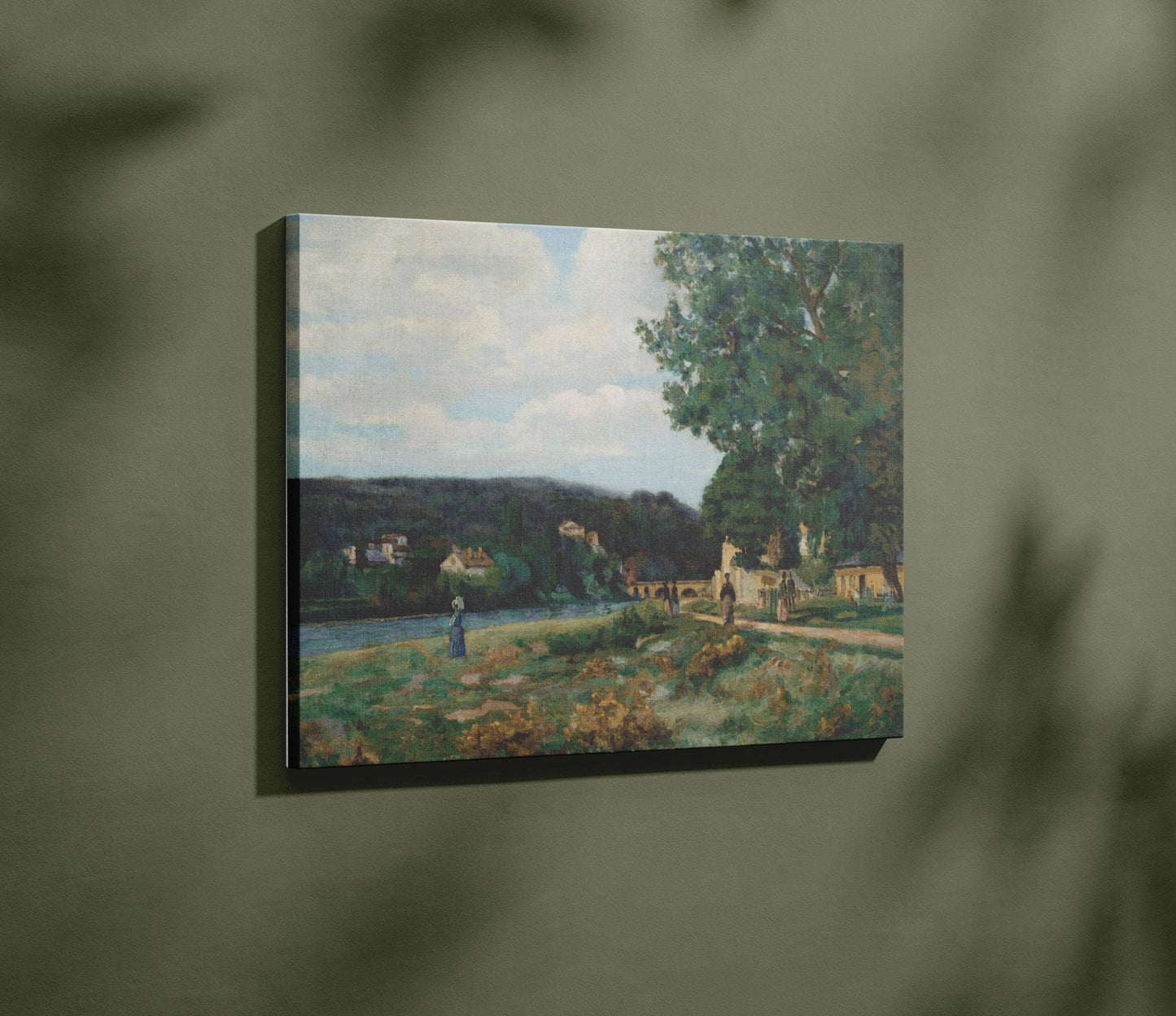Emerald Green Landscape Oil Painting Framed Canvas Art 24