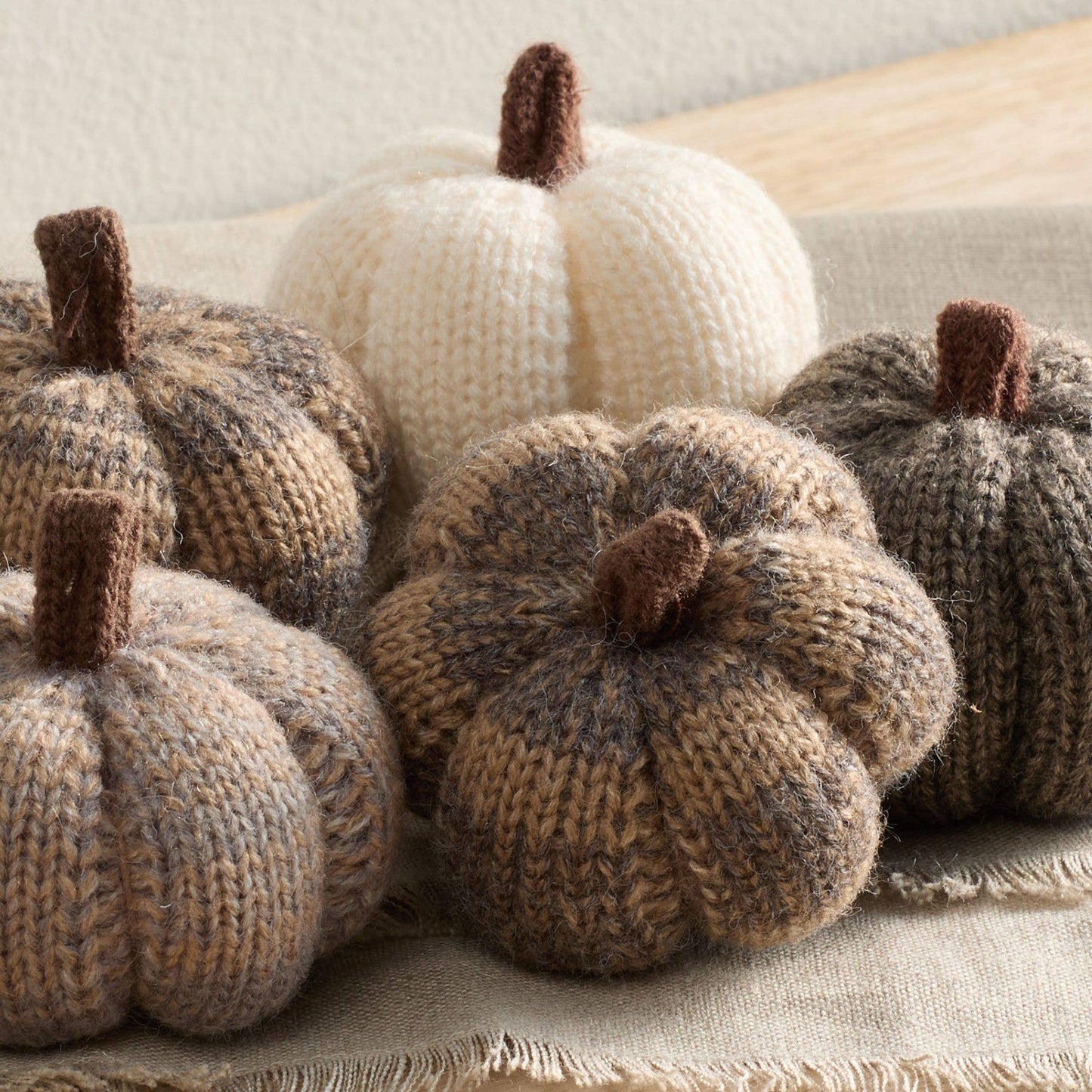 Cozy Knit Pumpkins, variegated yarns, unique autumn colors