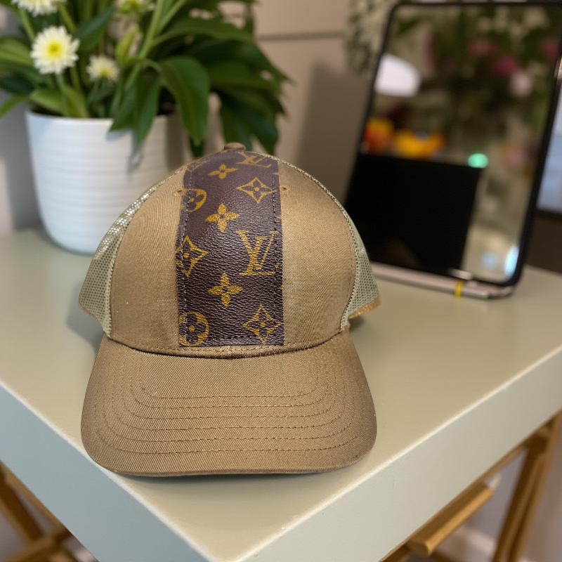 Couture Cap Trucker Hat In Upcycled LV, Gucci