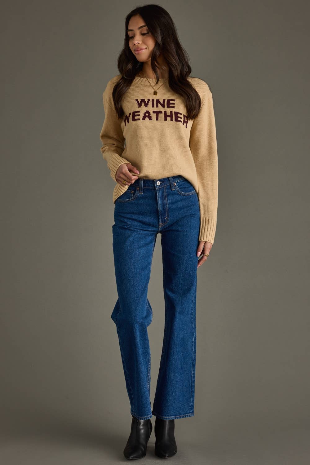 Tan Wine Weather Sweater