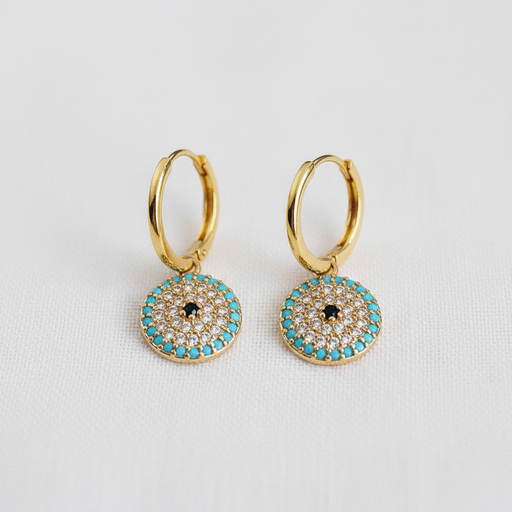 Circular Pave Zircon Stud Earrings