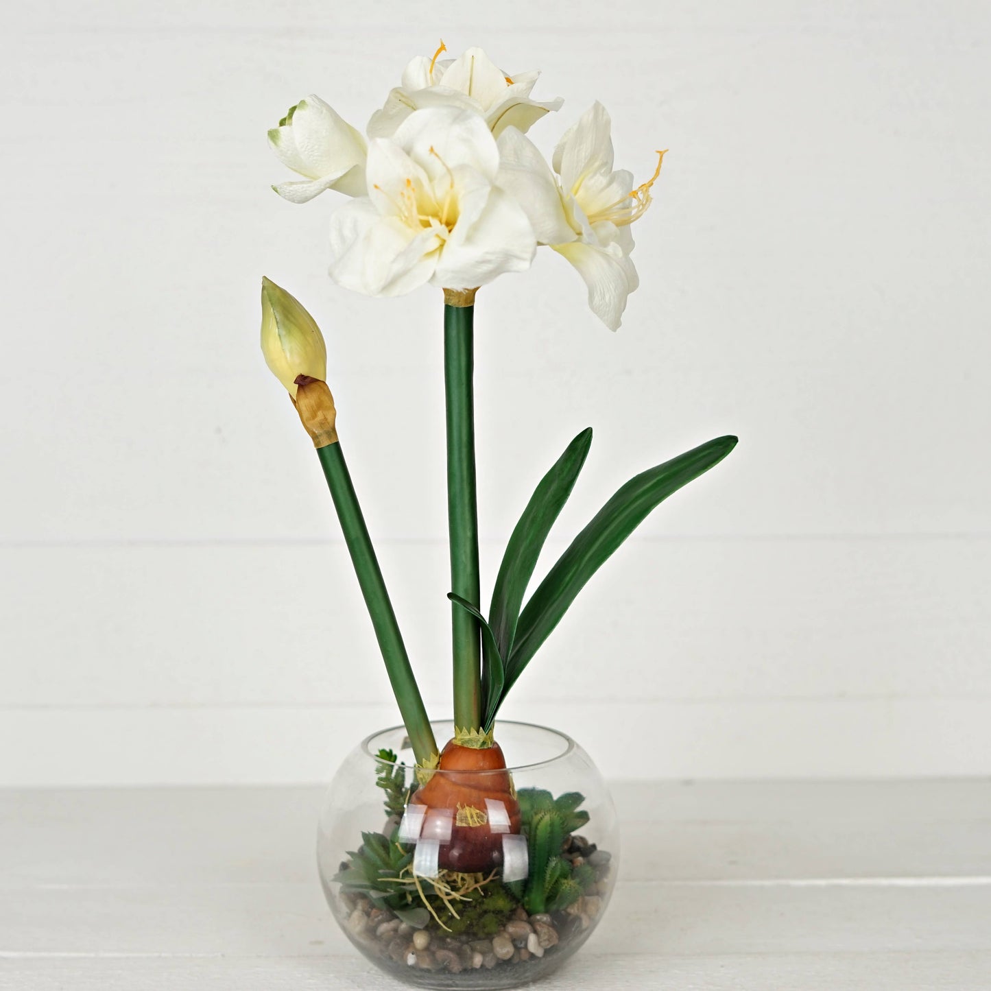 IT052CR- 22" Amaryllis bush x 4 w. bud and leaf