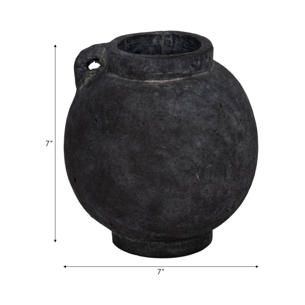 Black 7 in. Contemporary Pottery Bulbous Jug with Handle