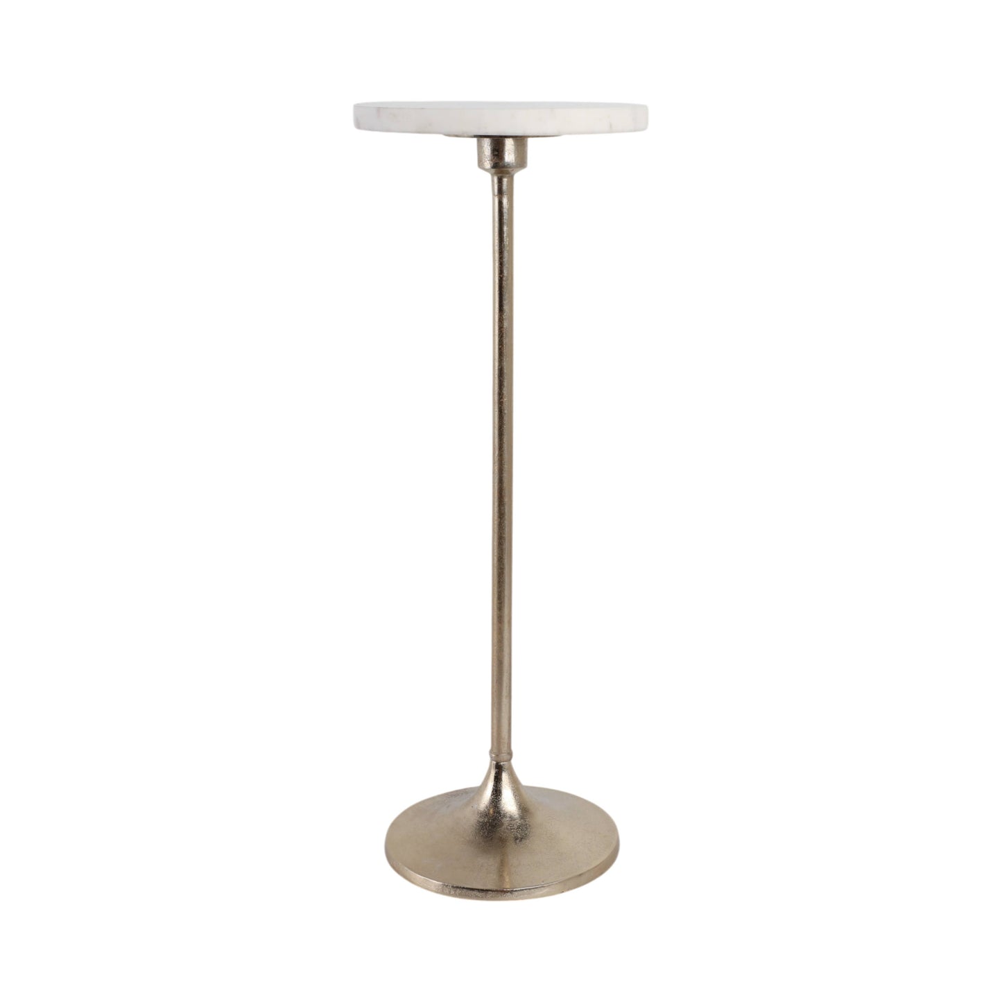 27X10" Marble Top Drink Table, White/Gold, Novelty, 27"H,