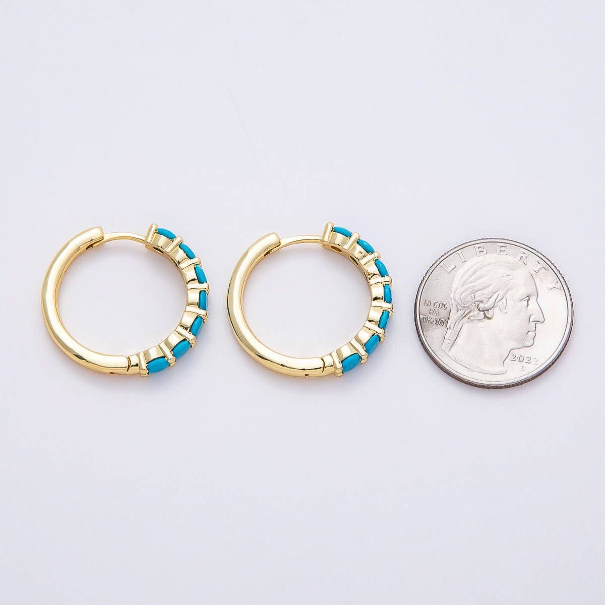 Turquoise Gemstone Hoop Earrings