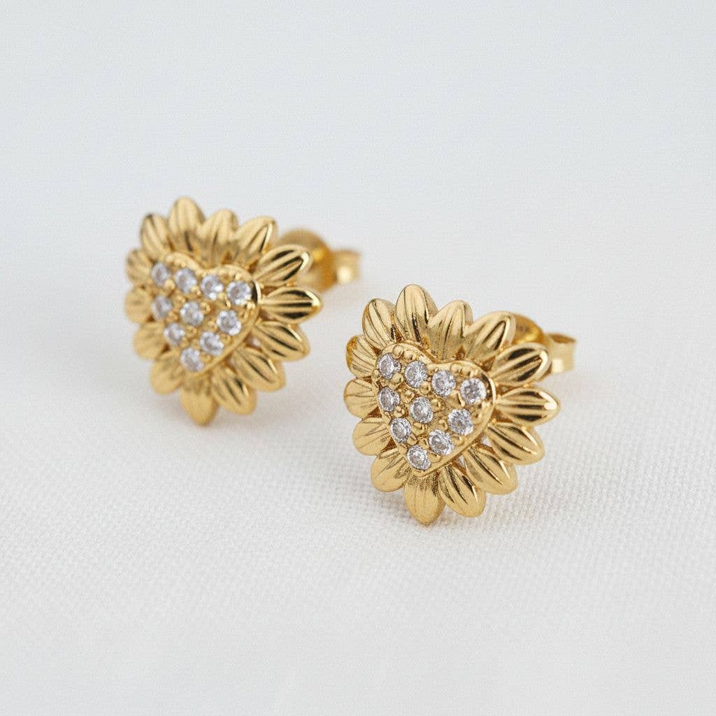 Charming Heart-Shaped Floral Drop Earrings
