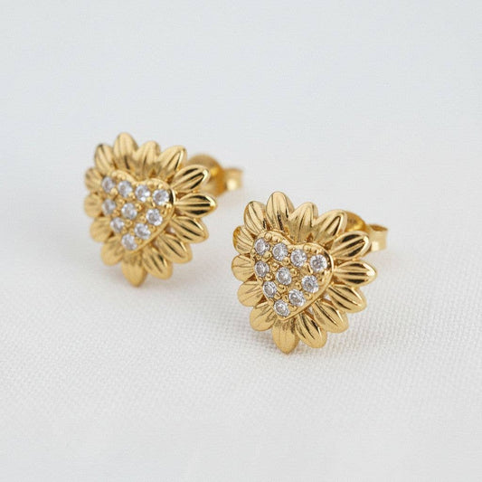 Charming Heart-Shaped Floral Drop Earrings