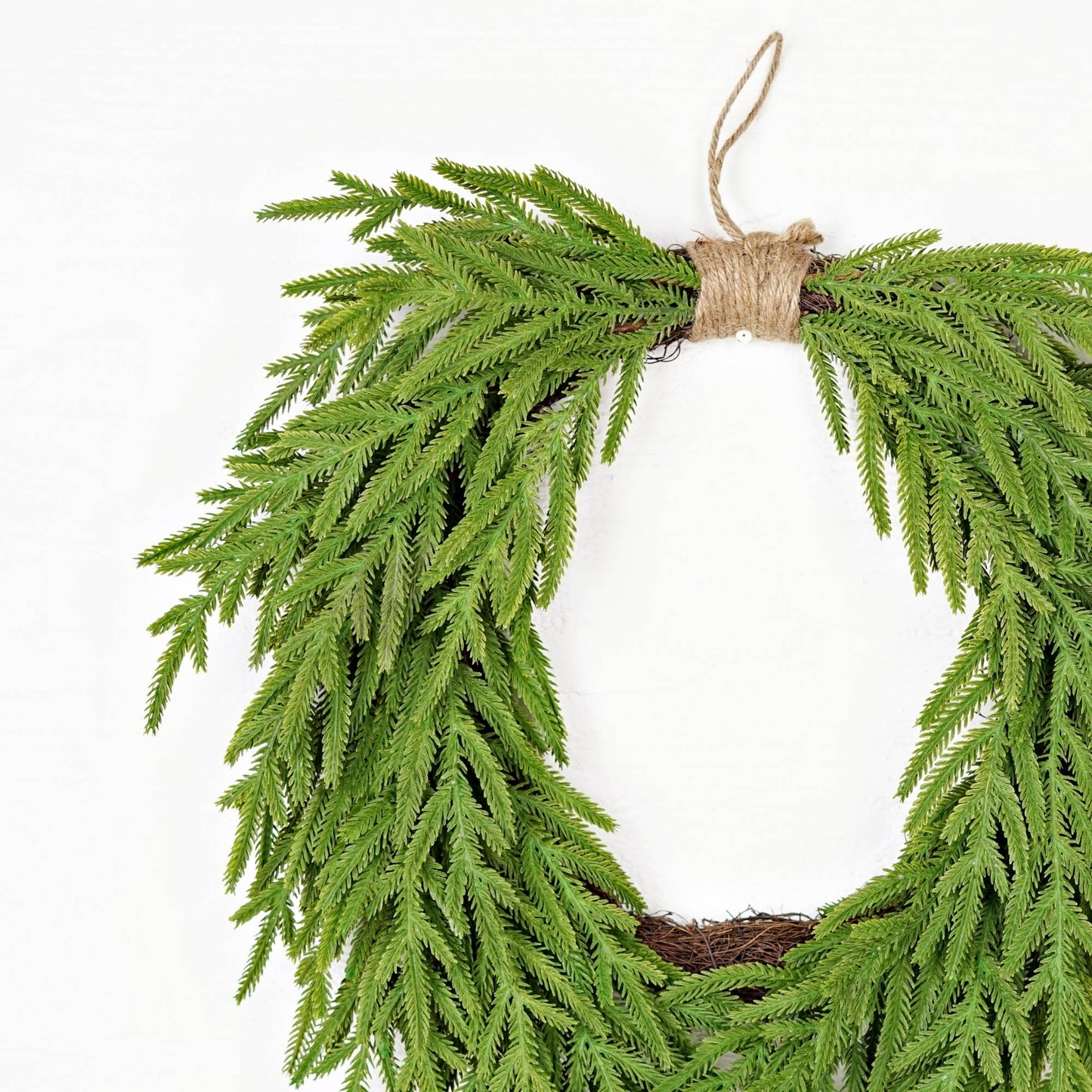510707- 24inW Heart Twig Wreath-Soft Touch Evergreen Norfolk