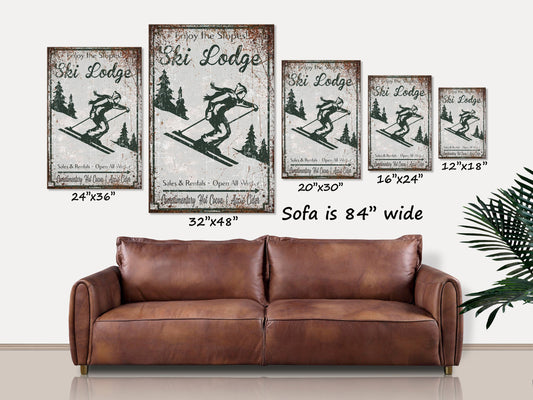 Vintage Retro Ski Lodge Winter Canvas Wall Art & Decor