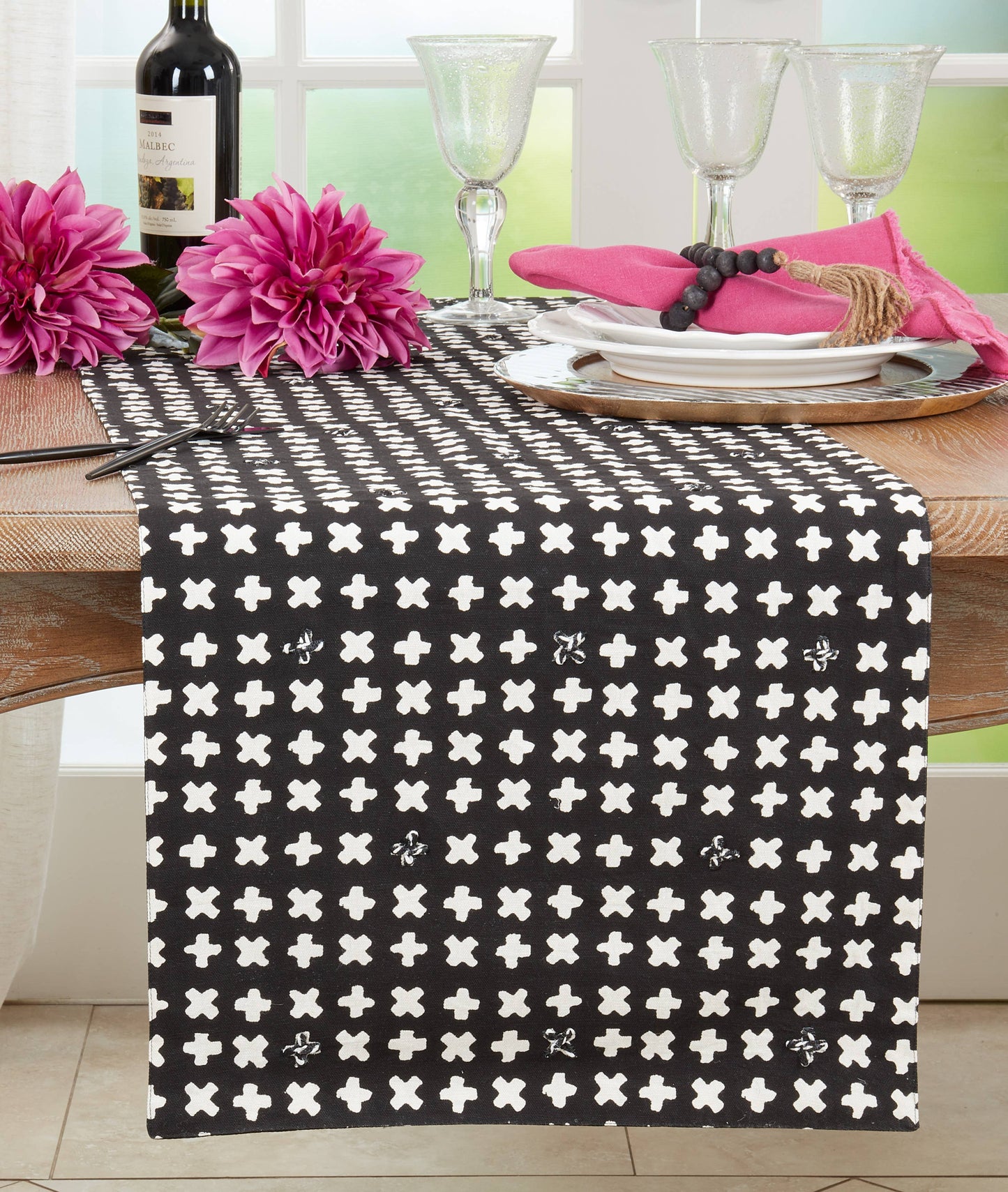 Embroidered Crosses Runner