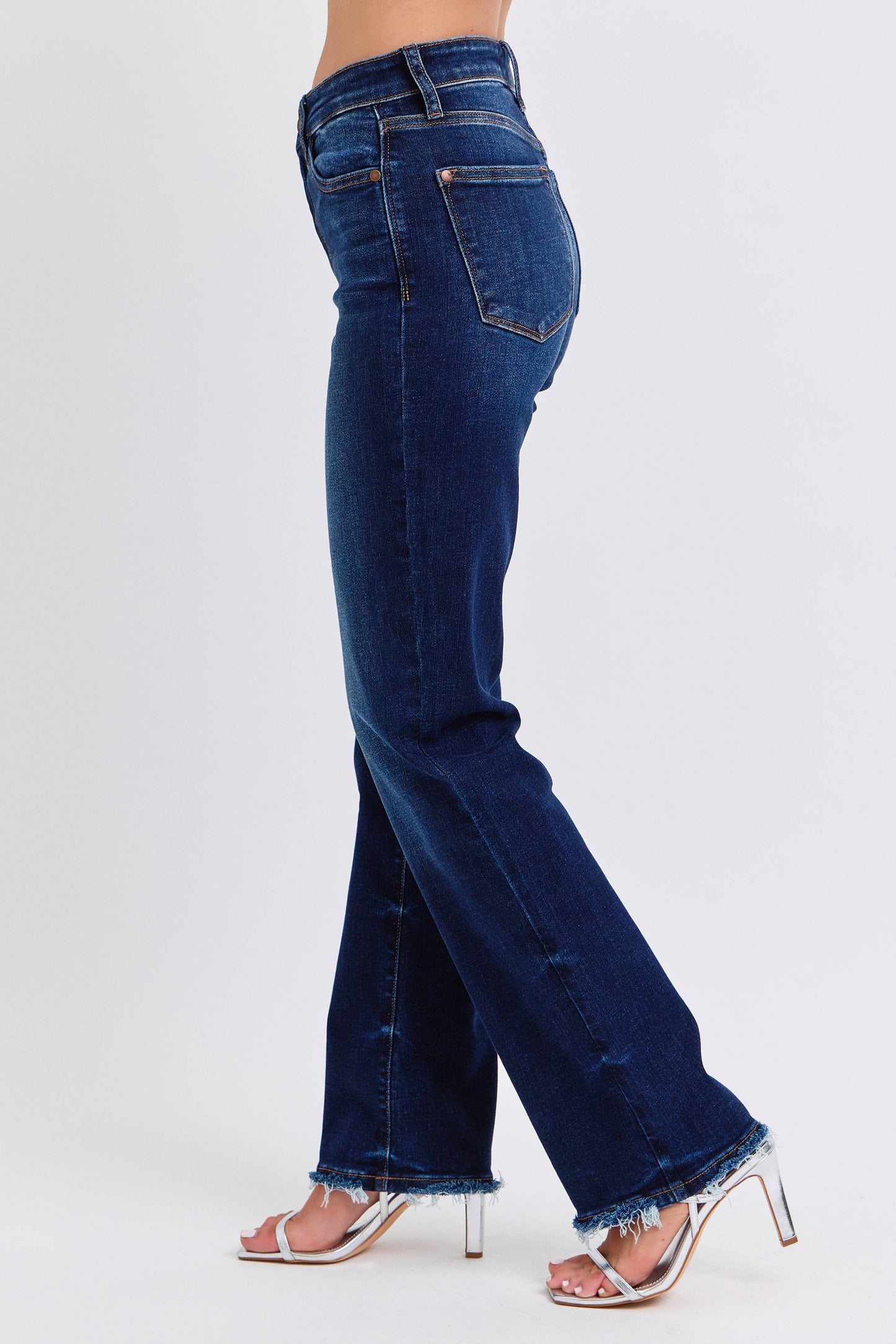 Mid Rise Straight Leg with Fray Hem