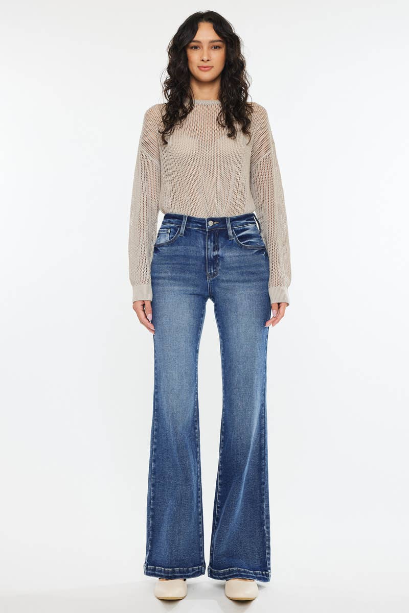 OPEN PACK HIGH RISE WIDE LEG FLARE JEANS-KC20024D