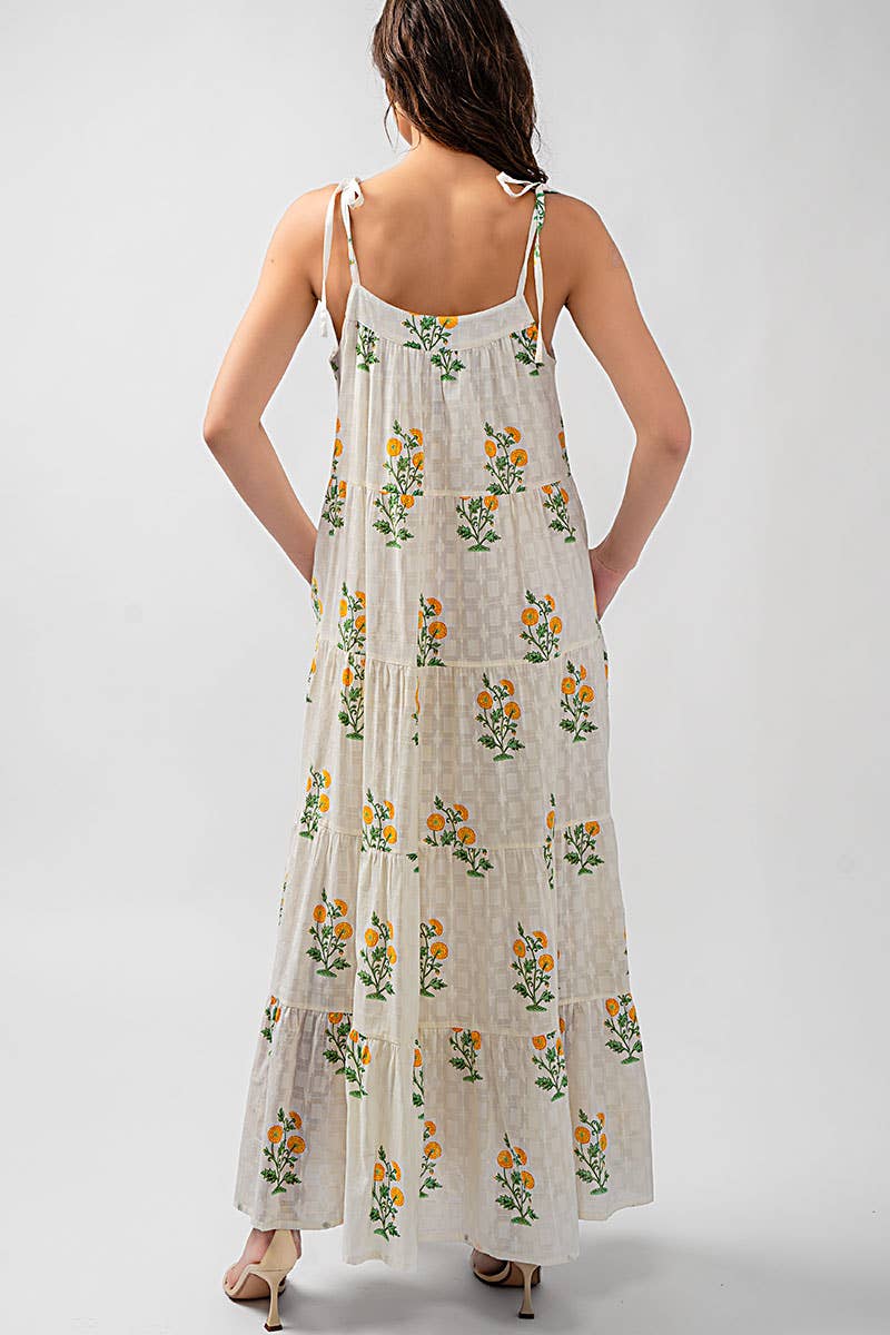 Romantic Tiered Floral Cotton Maxi Dress Maxi Dress