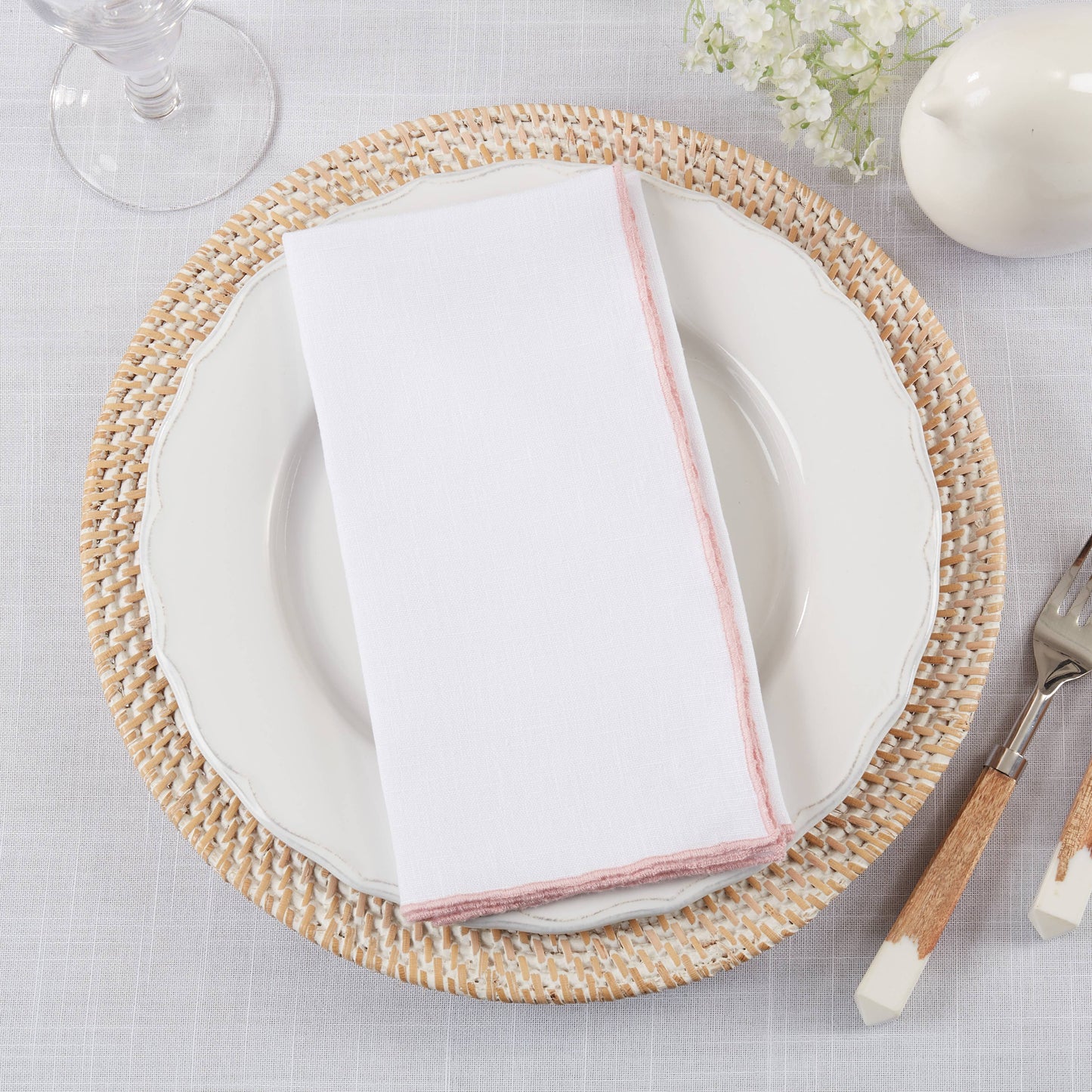 Linen Stonewashed Stitched Border Napkin