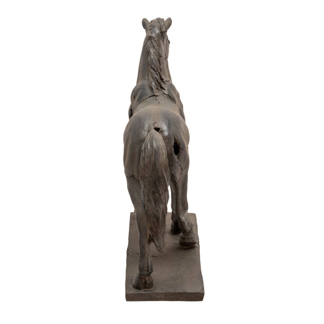 Brown 16 in. Polyresin Cracked Horse Sculpture