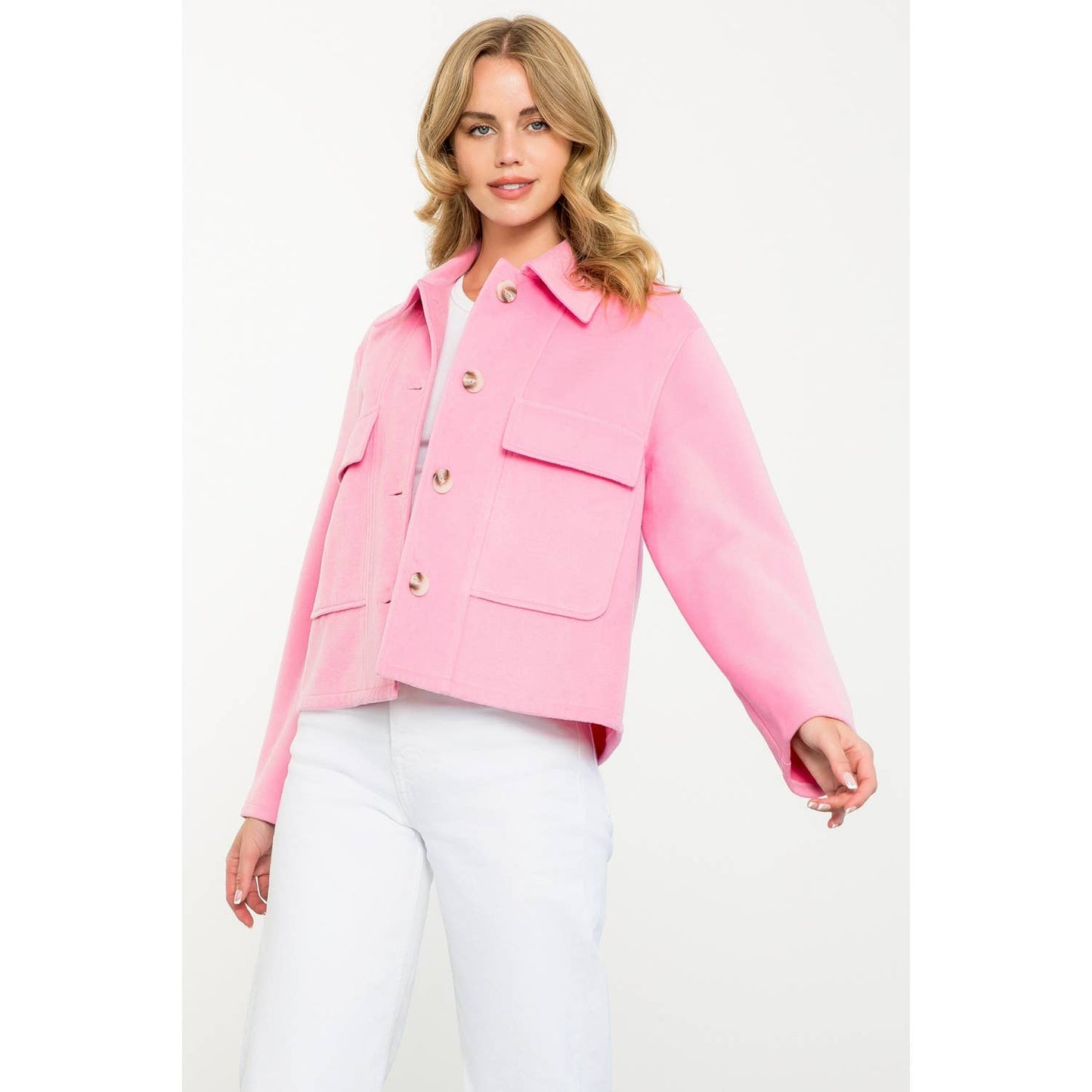 Pink Button-Front Jacket