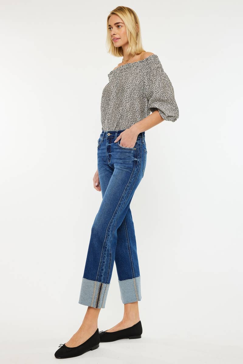 OPEN PACK MID RISE CROP STRAIGHT JEANS-KC7478D