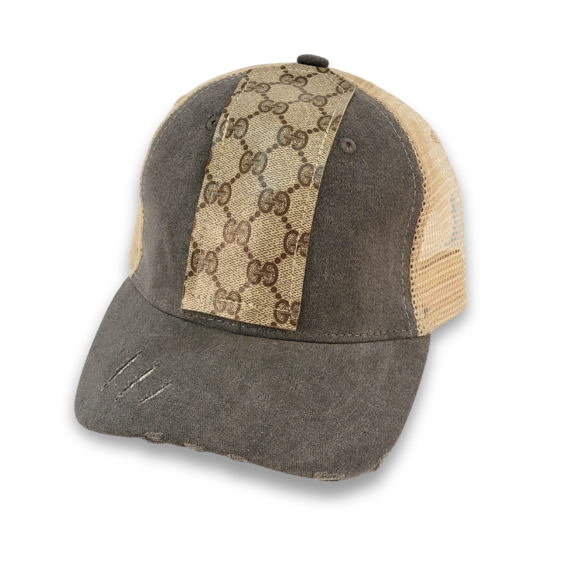 Couture Cap Trucker Hat In Upcycled LV, Gucci