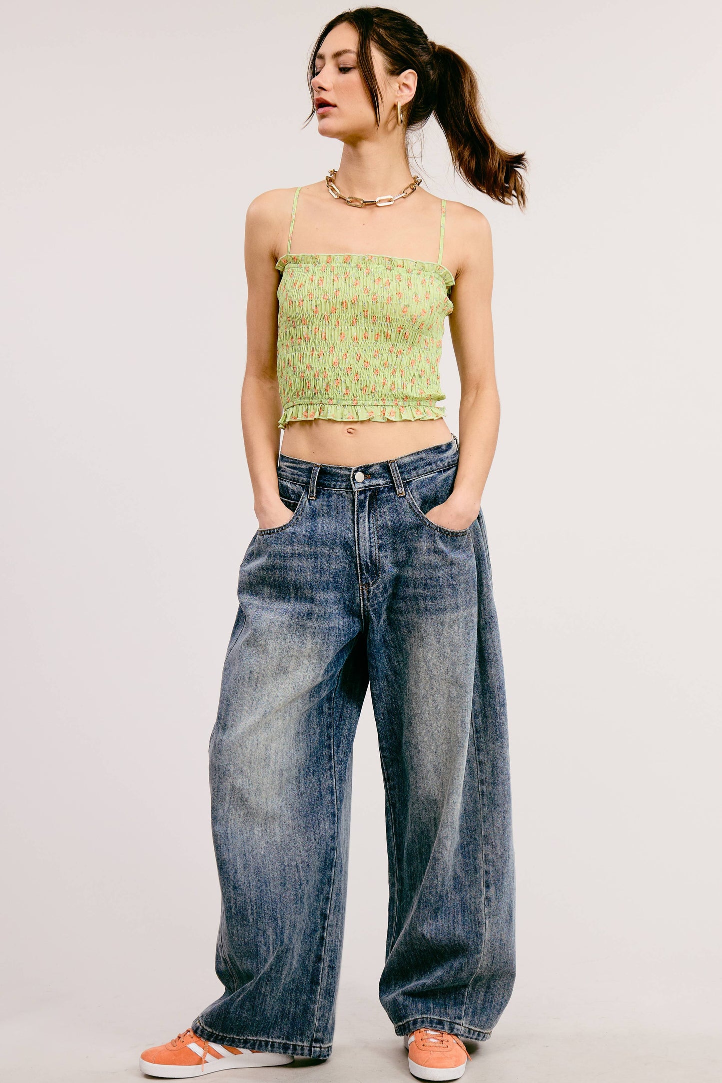 Stonewash Wide Leg Baggy Denim Jeans