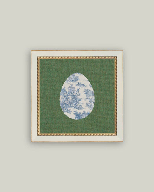 Countryside Toile Egg Framed Antique Art