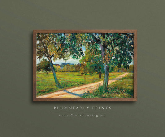 Yellow Green Landscape Oil Painting Framed Canvas Art 23