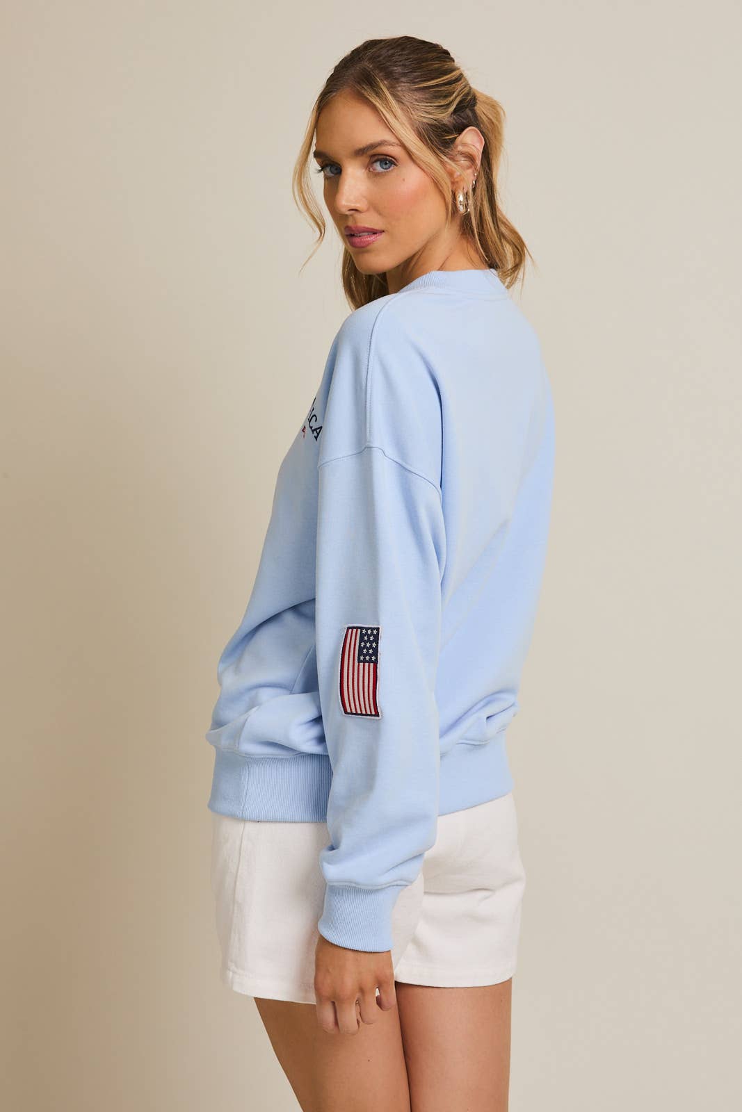 CREW NECK"USA"GRAPHIC SWEATSHIRT