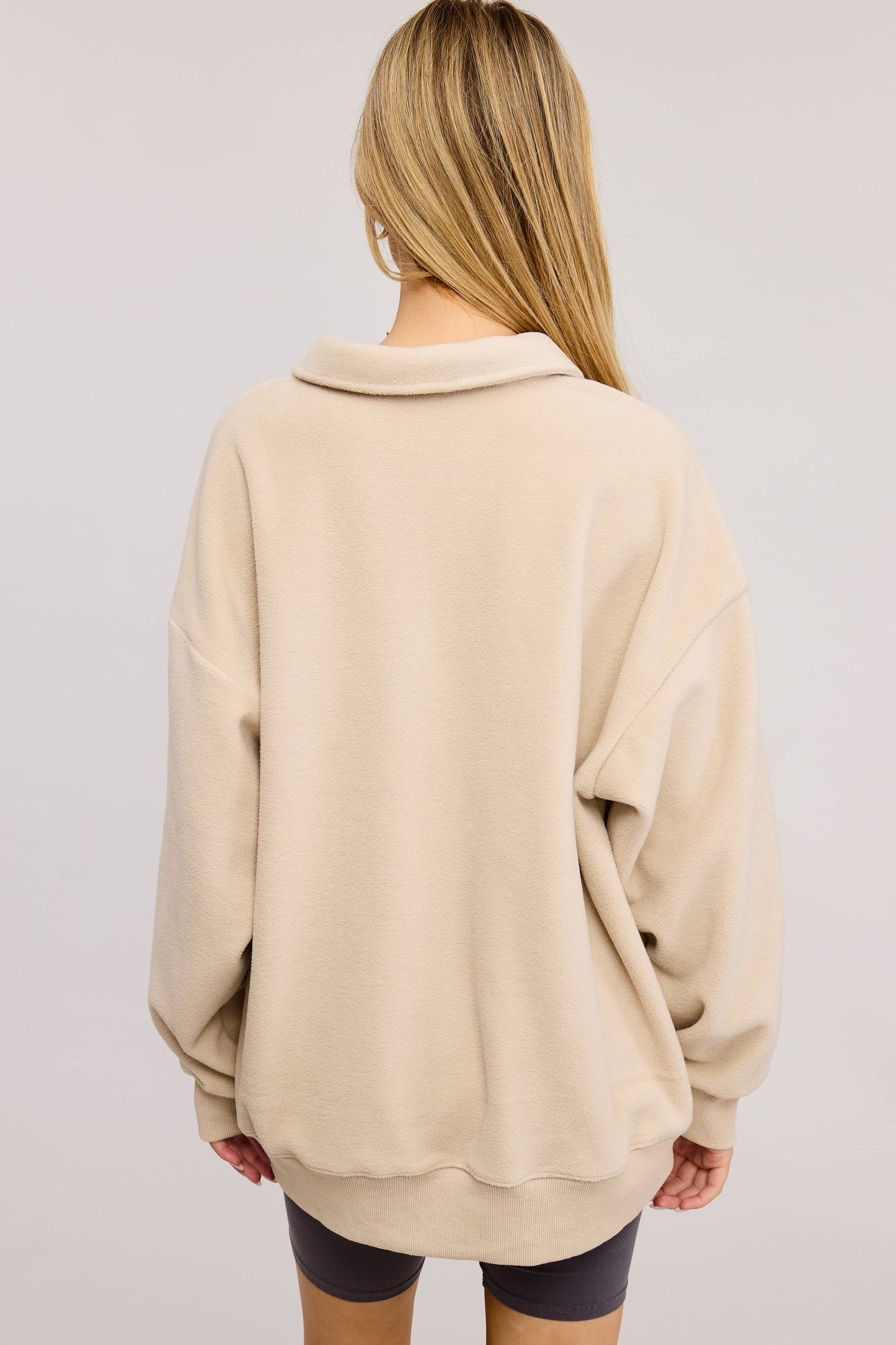 Teddy Velour Buttoned Collar Pullover Knit Sweater
