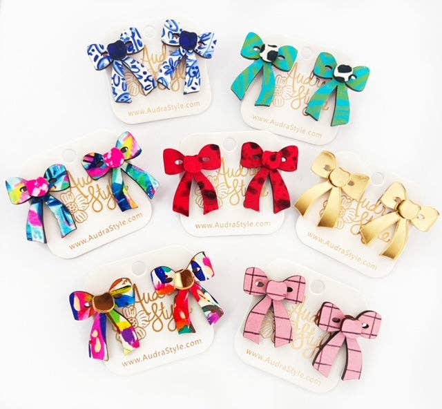 Colorful Bow Stud Rainbow Statement Earring