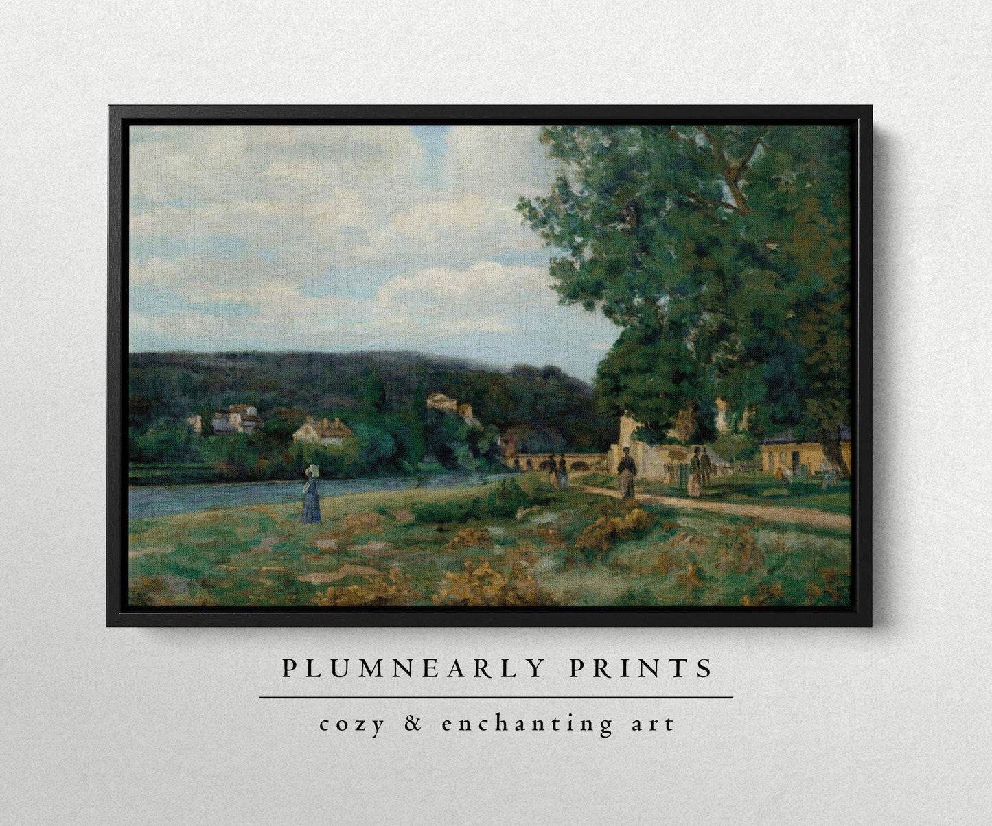Emerald Green Landscape Oil Painting Framed Canvas Art 24