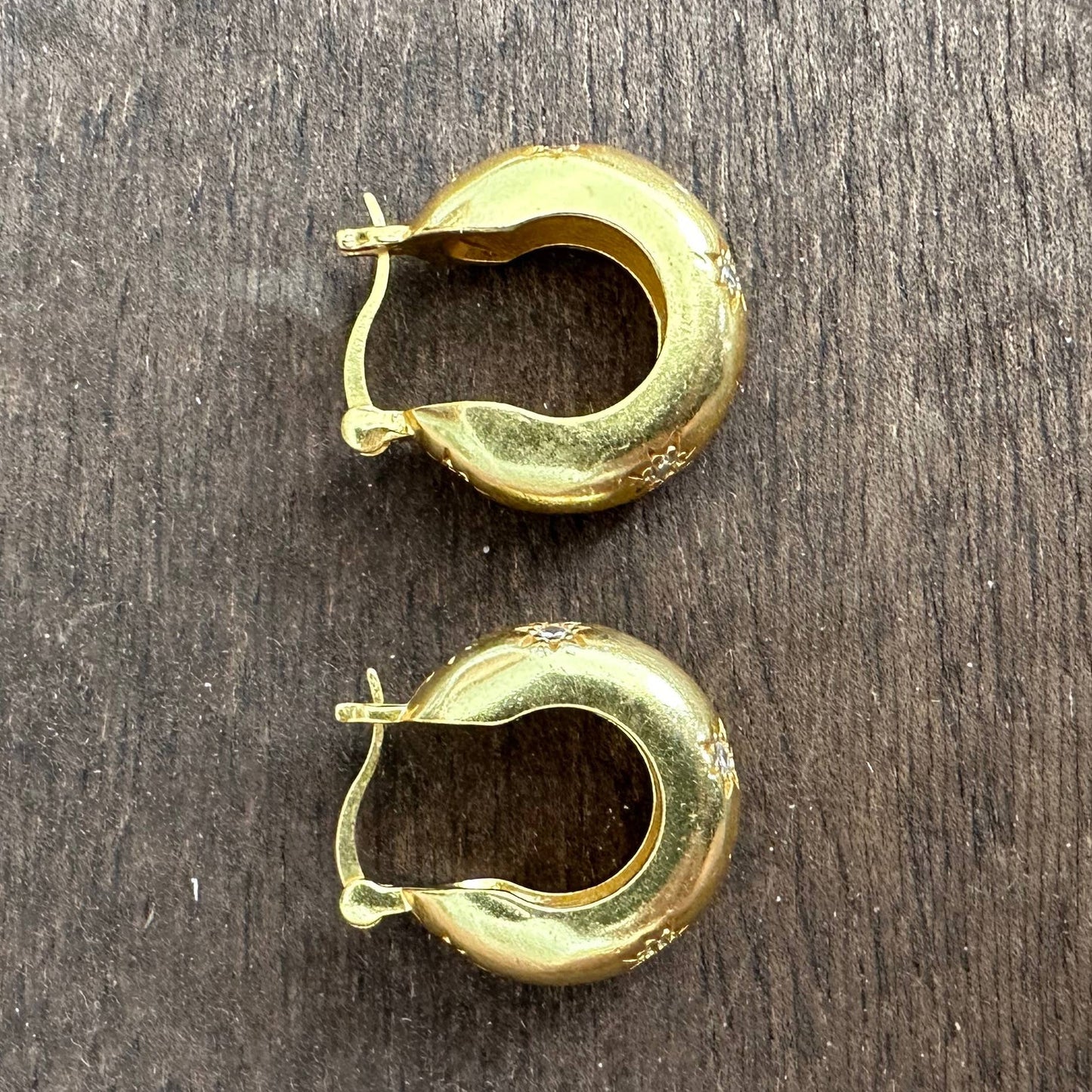 Star Hoops | Diamond Zircon Jewelry | Classic Gold Hoops