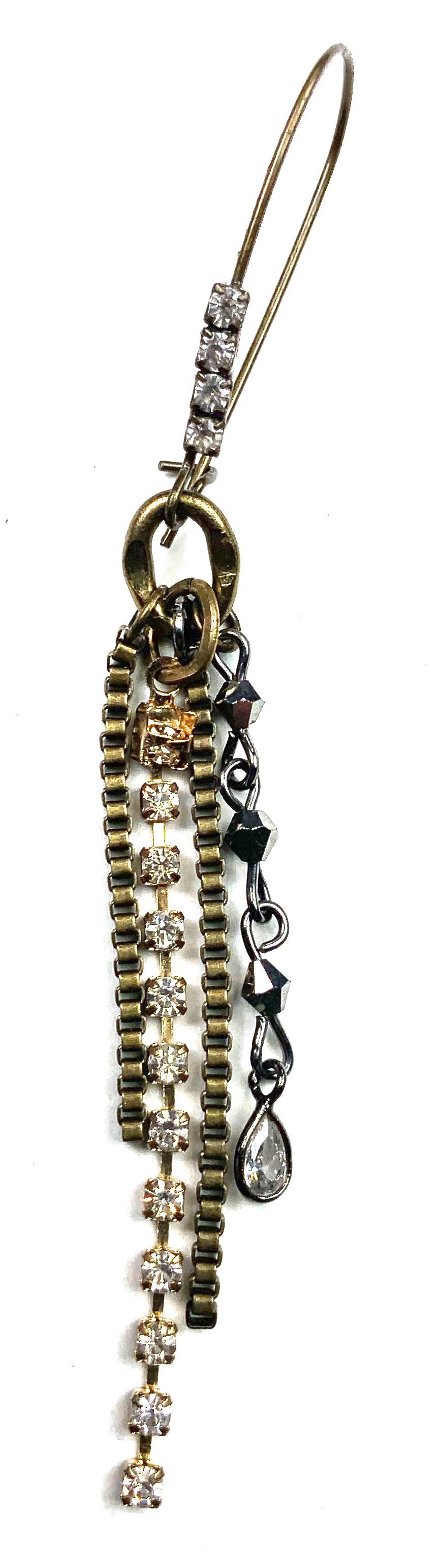 ER-Rhinestone Fringe Dangle Earrings