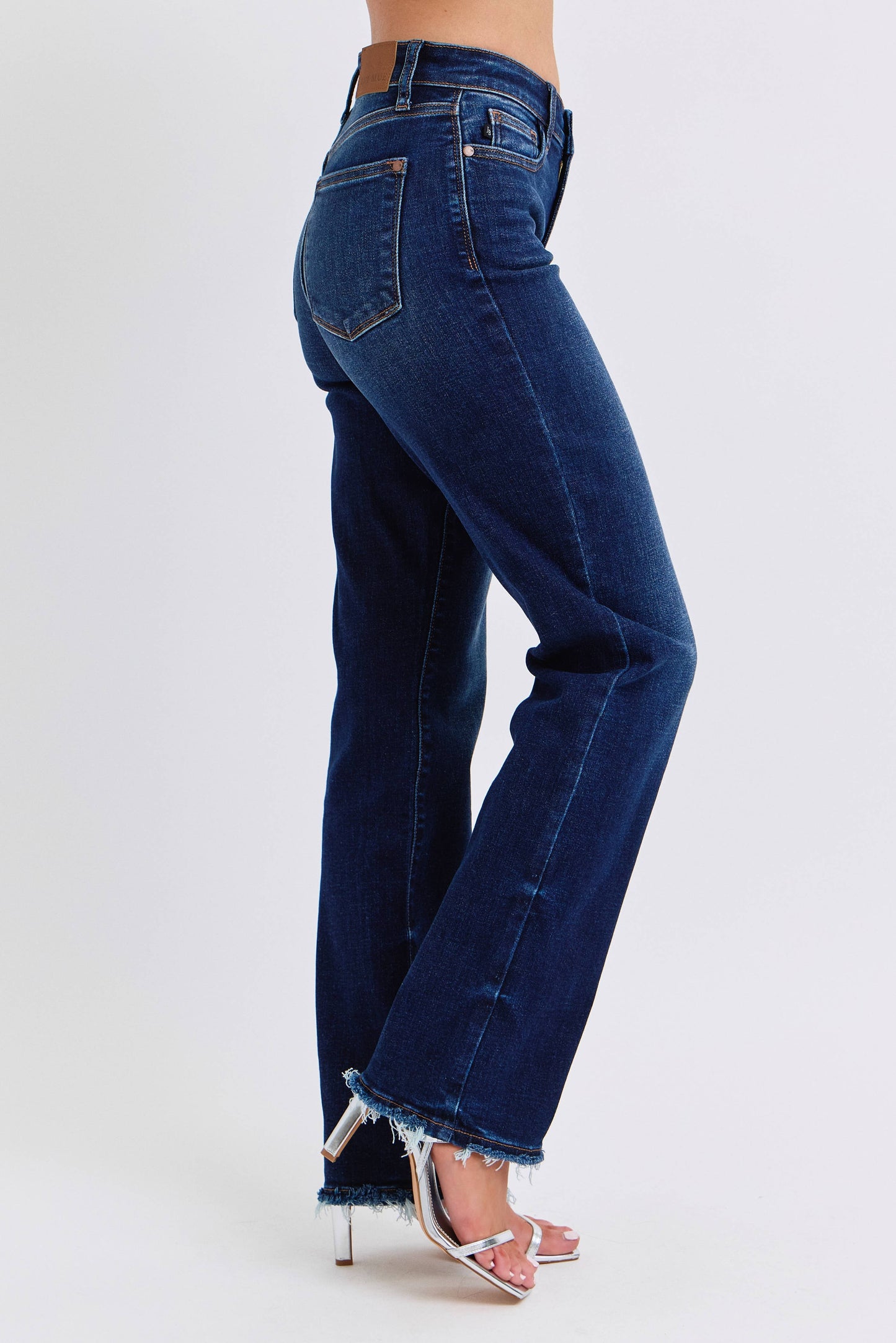 Mid Rise Straight Leg with Fray Hem