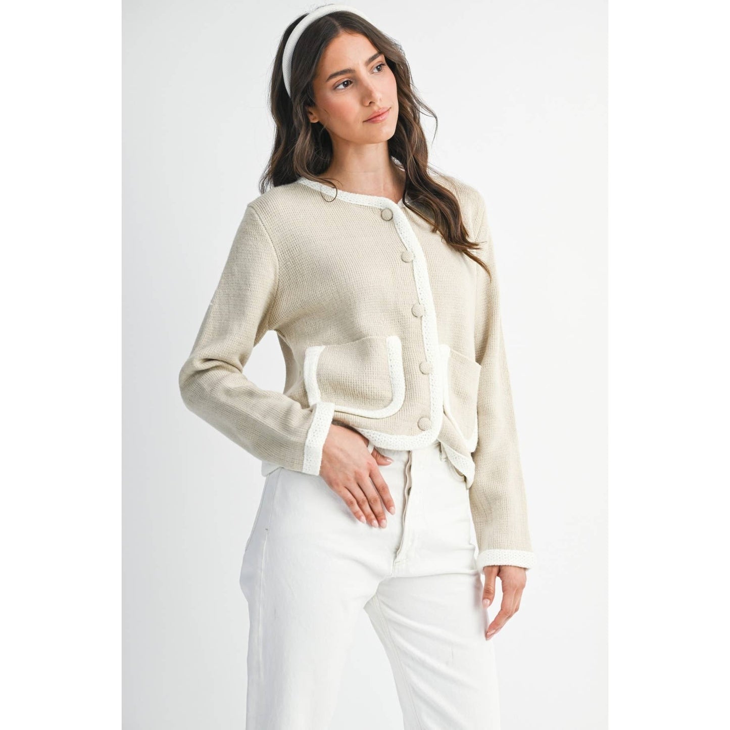 Stylish Knit Cardigan With Pocket Detail